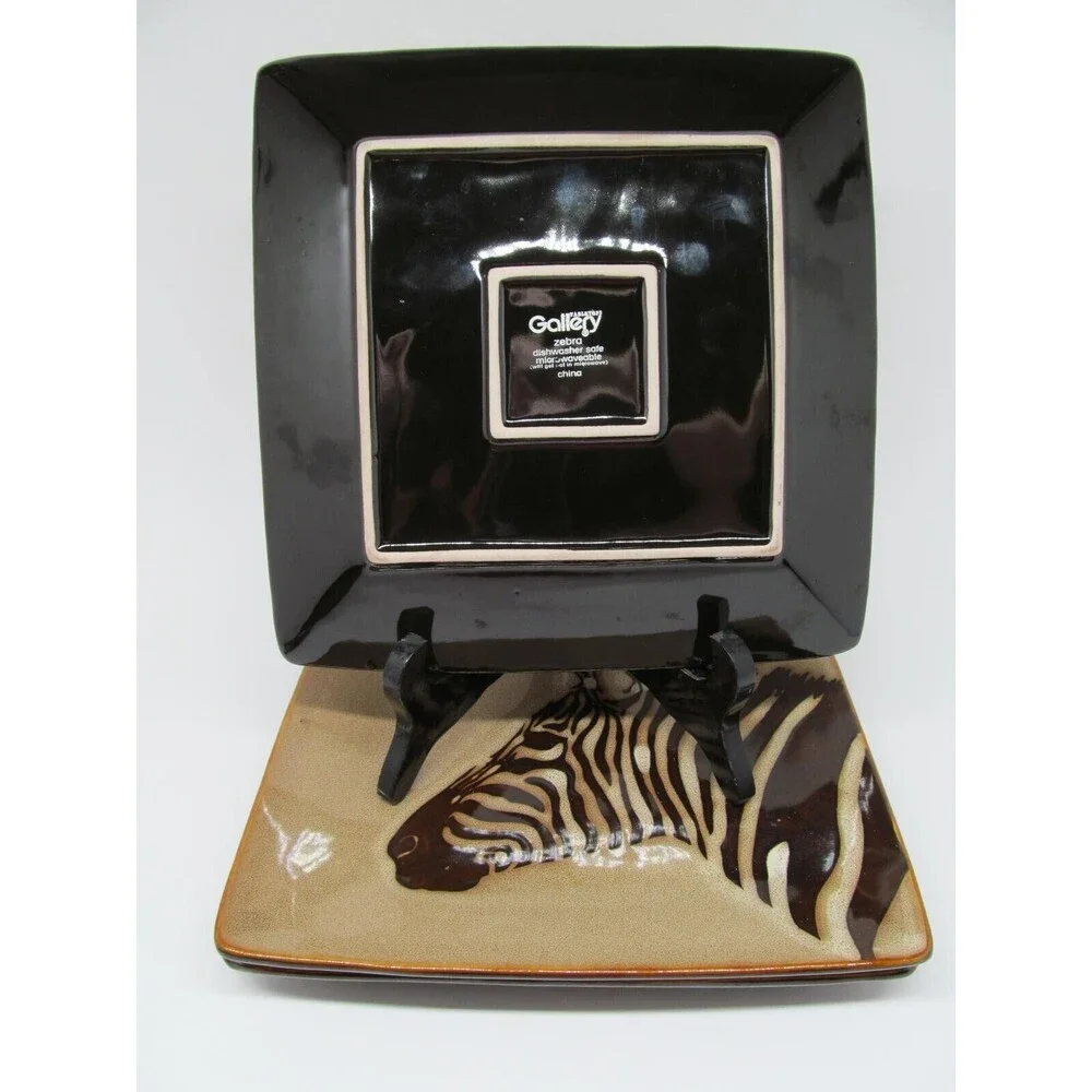 Tabletops Gallery Zebra Set Of 3 Square Animal Print 8 1/2